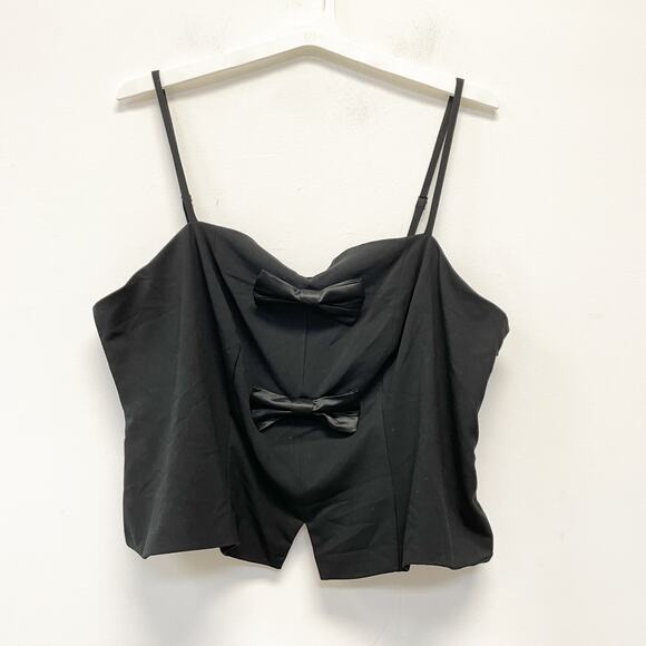 Future Collective Women's Holiday Bow Front Tank Top Black Size 1X - Picture 2 of 6